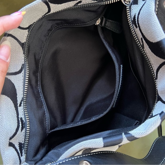 Coach Signature Black Soho Canvas Duffle Shoulder Bag Purse - Picture 9 of 11